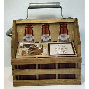 Studio Mercantile Wooden Bottle Caddy With Built In Bottle Opener NWT Man Cave